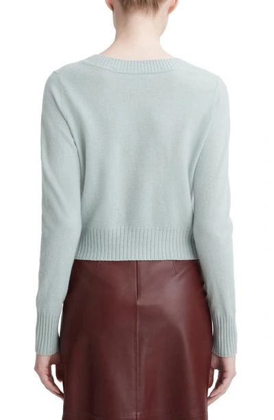 Shop Vince V-neck Wool & Cashmere Crop Sweater In Sea Mist