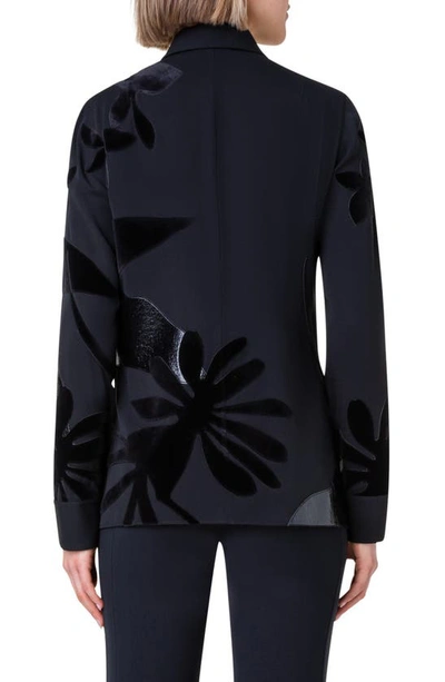 Shop Akris Abraham Flower Patchwork Silk Crepe Shirt In 009 Black