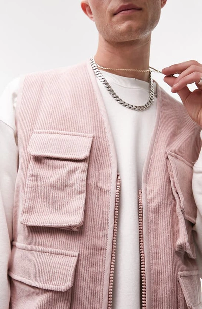 Shop Topman Corduroy Pocket Vest In Pink