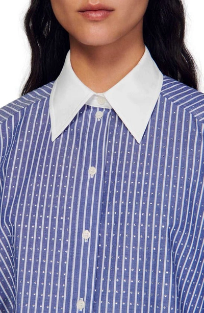 Shop Sandro Sylvain Cotton Button-up Shirt In Sky Blue