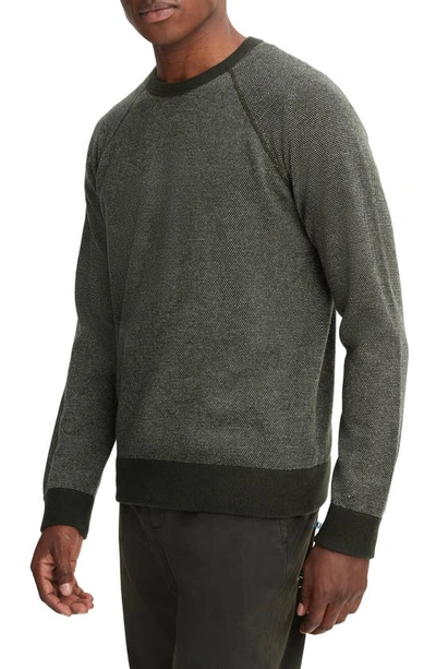 Shop Vince Birdseye Jacquard Wool, Cotton & Cashmere Sweater In Moss Green/ Deco Crea
