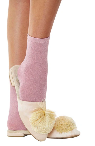 High Heel Jungle Glitterati Sparkle Cotton Blend Crew Socks In Pink