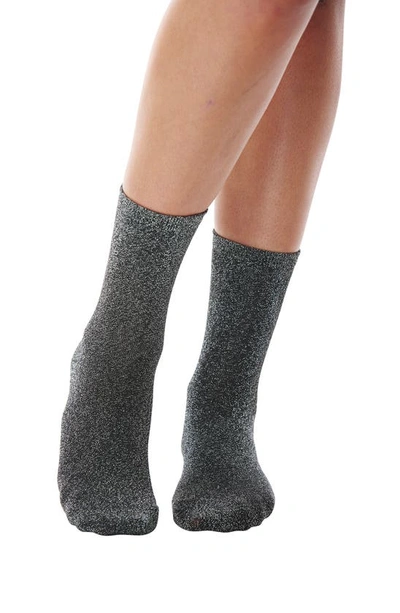 Shop High Heel Jungle Glitterati Sparkle Cotton Blend Crew Socks In Black