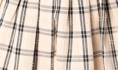 Popatu Plaid Flutter Sleeve Cotton Dress In Grey Multi