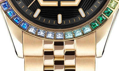 Shop Philipp Plein Date Superlative Bracelet Watch, 38mm In Ip Yellow Gold
