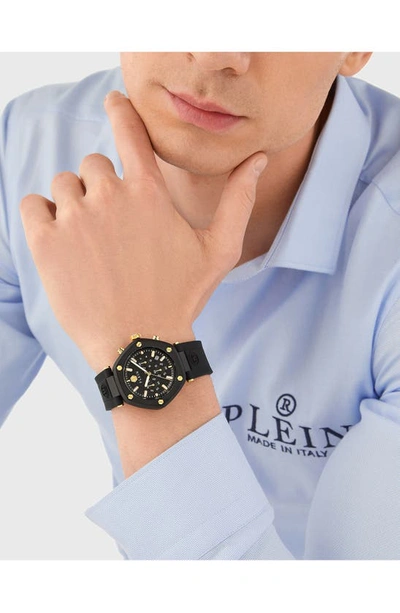 Shop Philipp Plein The Hexagon Chronograph Silicone Strap Watch, 42mm In Ip Black