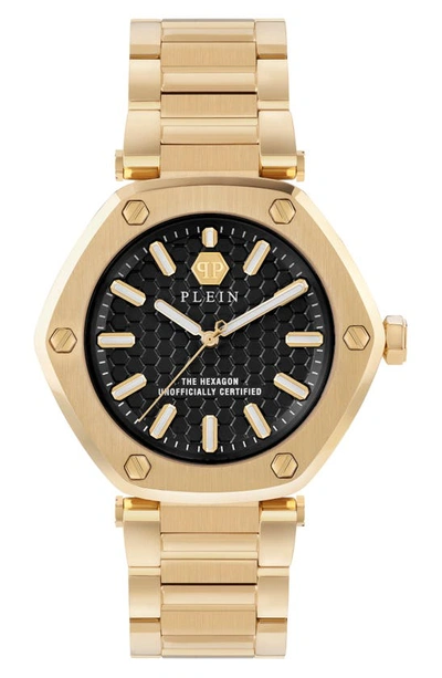 Shop Philipp Plein The Hexagon Bracelet Watch, 38mm In Ip Yellow Gold
