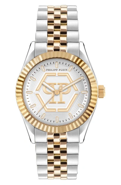 Shop Philipp Plein Date Superlative Bracelet Watch, 38mm In Two Tone