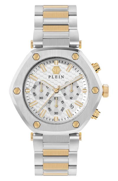 Shop Philipp Plein The Hexagon Bracelet Chronograph Watch, 42mm In Two Tone