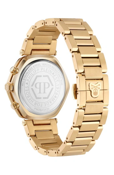 Shop Philipp Plein The Hexagon Bracelet Chronograph Watch, 42mm In Ip Yellow Gold