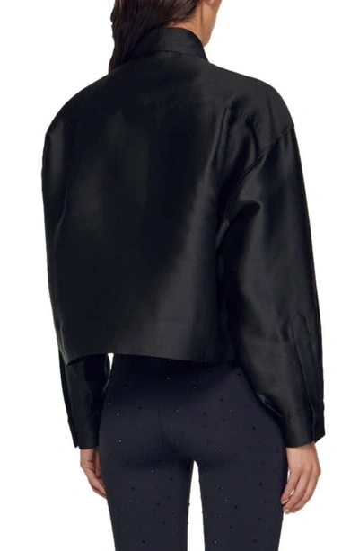 Shop Sandro Mella Long Sleeve Crop Blouse In Black