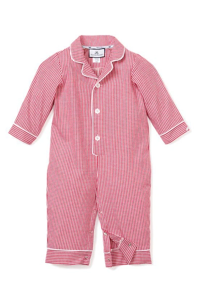 Shop Petite Plume Gingham Check Flannel One-piece Pajamas In Red