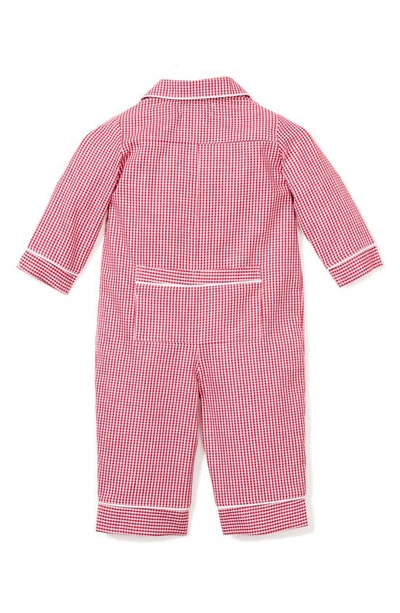 Shop Petite Plume Gingham Check Flannel One-piece Pajamas In Red