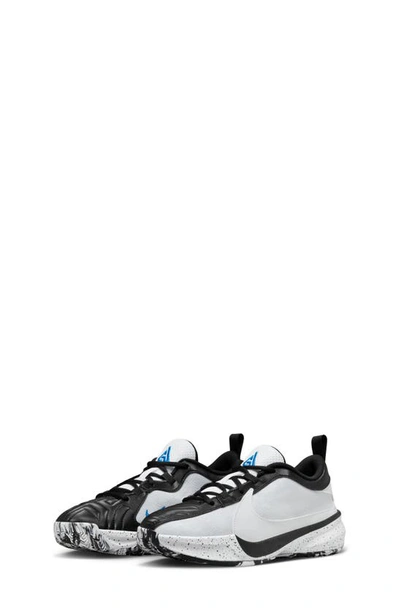 Shop Nike Kids' Giannis Antetokounmpo Freak 5 Basketball Shoe In White/ White/ Black/ Blue