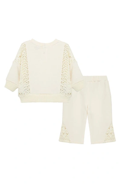 Shop Habitual Openwork Sweater & Pants Set In Off-white