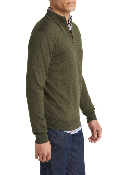 Shop Peter Millar Autumn Crest Wool Blend Quarter Zip Pullover In Juniper