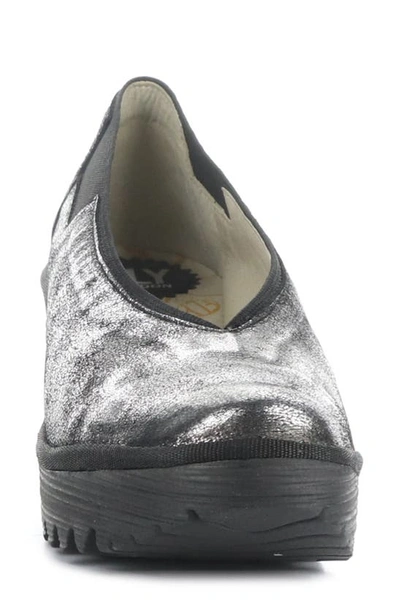 Shop Fly London Yoza Wedge Ballet Shoe In 009 Silver