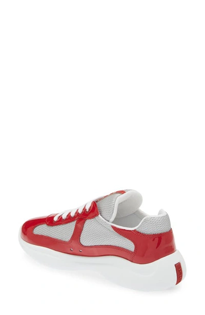 Prada America's Cup Vernice Patent Runner Sneakers In Red