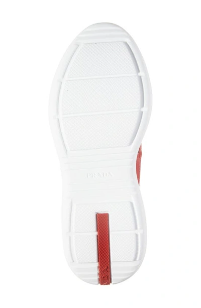 Prada America's Cup Vernice Patent Runner Sneakers In Red