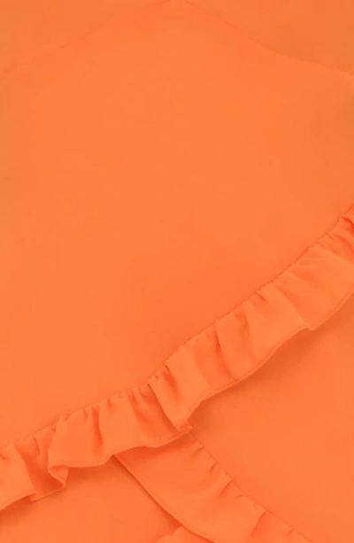 House Of Cb Pixie Ruffle Georgette Body-con Cocktail Dress In Flame Orange