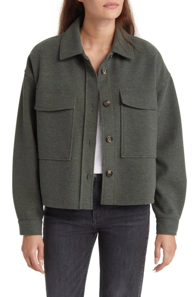 Shop Beachlunchlounge Double Face Crop Jacket In Olive Heather
