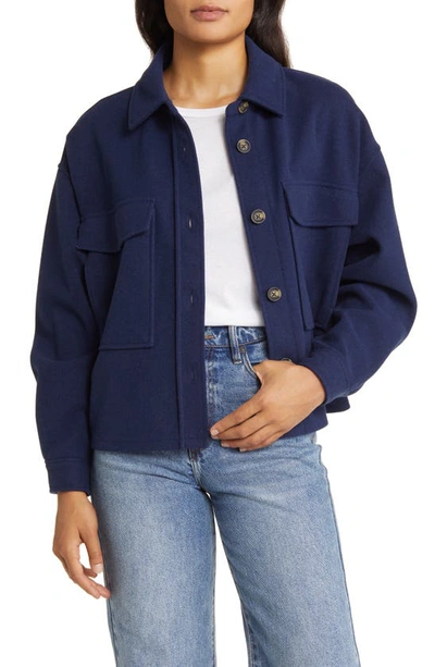 Shop Beachlunchlounge Double Face Crop Jacket In Navy Peacoat