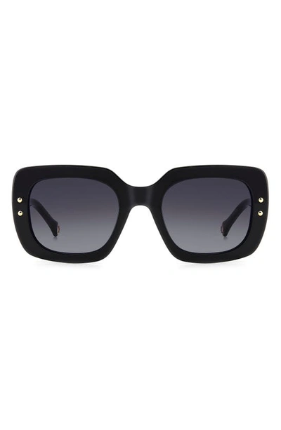 Shop Carolina Herrera 52mm Rectangular Sunglasses In Black White/ Grey Shaded