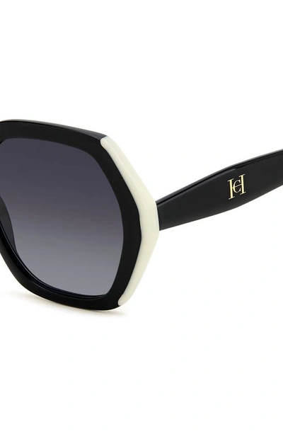 Shop Carolina Herrera 55mm Gradient Square Sunglasses In Black White/ Grey Shaded