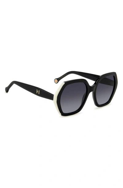 Shop Carolina Herrera 55mm Gradient Square Sunglasses In Black White/ Grey Shaded
