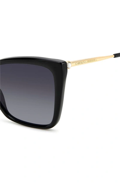 Shop Carolina Herrera 57mm Cat Eye Sunglasses In Black Gold/ Grey Shaded