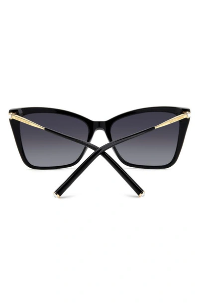 Shop Carolina Herrera 57mm Cat Eye Sunglasses In Black Gold/ Grey Shaded