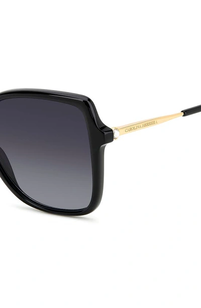 Shop Carolina Herrera 55mm Square Sunglasses In Black Gold/ Grey Shaded