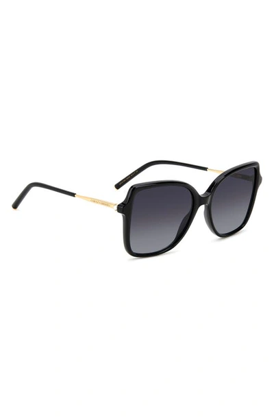 Shop Carolina Herrera 55mm Square Sunglasses In Black Gold/ Grey Shaded