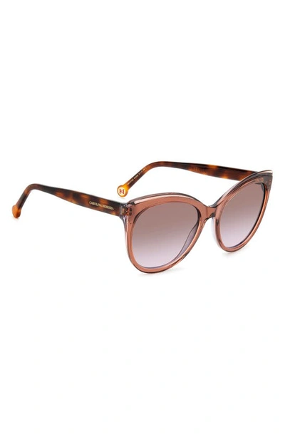 Shop Carolina Herrera 57mm Gradient Round Cat Eye Sunglasses In Brown Grey/ Brown Violet