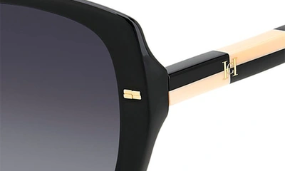 Shop Carolina Herrera 56mm Round Sunglasses In Black Nude/ Grey Shaded