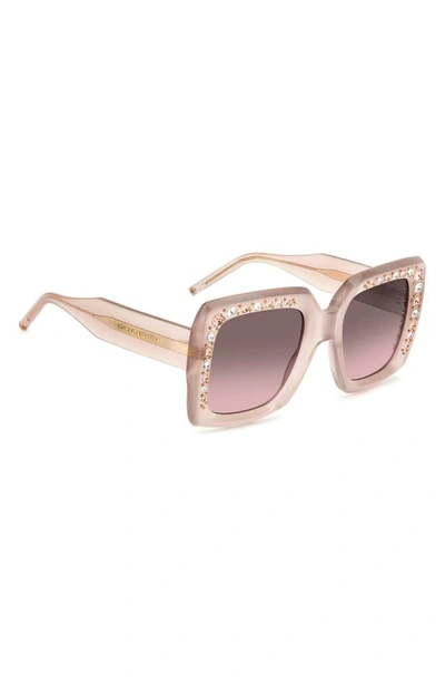 Shop Carolina Herrera 53mm Crystal Embellished Square Sunglasses In Nude/ Brown Pink Grad