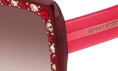 Shop Carolina Herrera 53mm Crystal Embellished Square Sunglasses In Burgundy Pink/ Brown Gradient