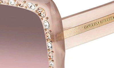 Shop Carolina Herrera 53mm Crystal Embellished Square Sunglasses In Nude/ Brown Pink Grad