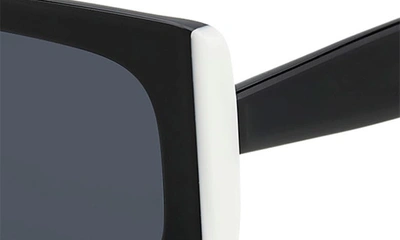 Shop Carolina Herrera 53mm Rectangular Sunglasses In Black White/ Grey