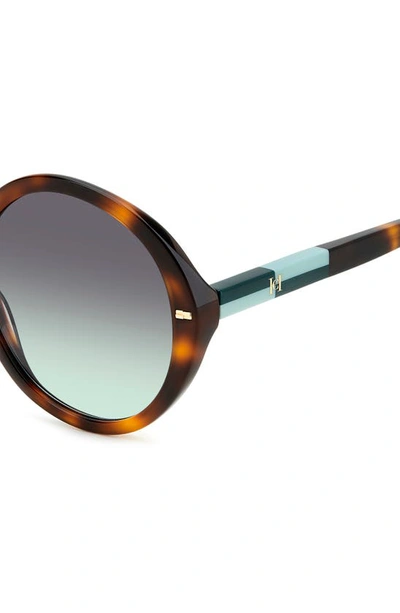 Shop Carolina Herrera 55mm Round Sunglasses In Havana Green/ Gray Green