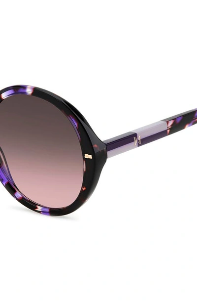 Shop Carolina Herrera 55mm Round Sunglasses In Violet Havana / Brown Pink