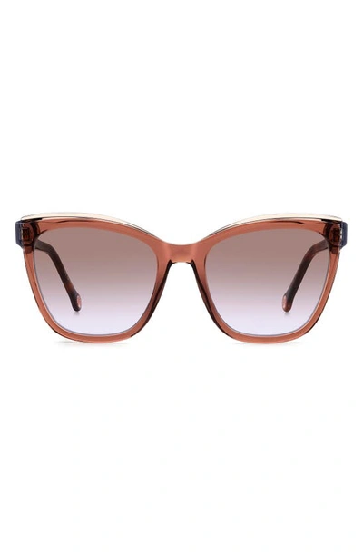 Shop Carolina Herrera 55mm Cat Eye Sunglasses In Brown Grey/ Brown Violet