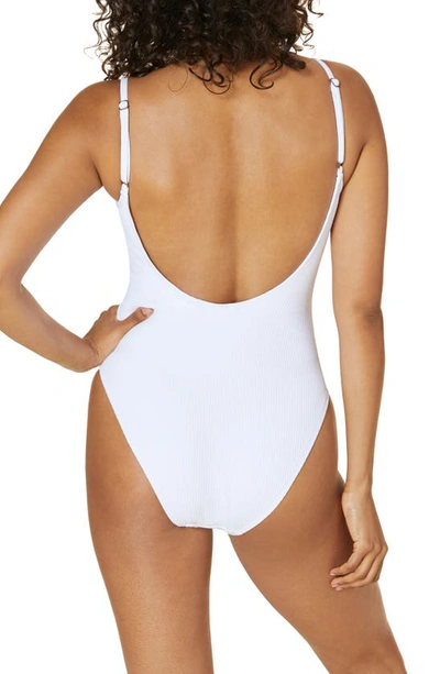 Andie The Laguna Long Torso Ribbed One-piece Swimsuit In White