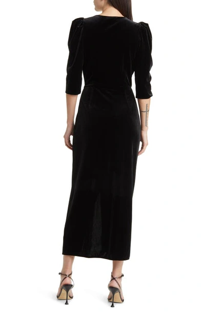 Shop Chelsea28 Faux Wrap Velvet Midi Cocktail Dress In Black