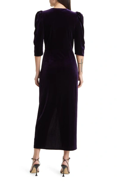 Shop Chelsea28 Faux Wrap Velvet Midi Cocktail Dress In Purple