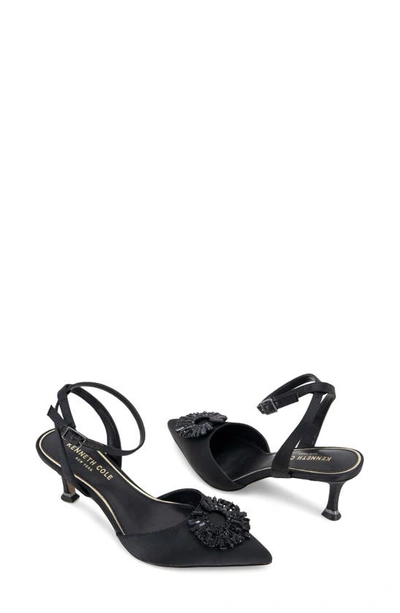 Kenneth Cole New York Umi Starburst Ankle Strap Pointed Toe Pump In Black