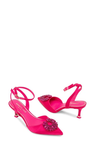 Kenneth Cole New York Umi Starburst Ankle Strap Pointed Toe Pump In Hot Pink