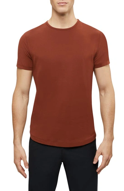 Shop Cuts Ao Curve Hem Cotton Blend T-shirt In Tuscan