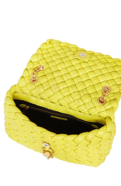 Shop Rebecca Minkoff Edie Woven Leather Convertible Crossbody Bag In Citron