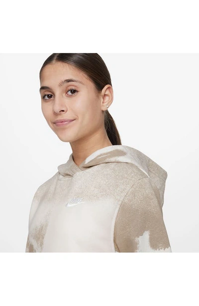Shop Nike Kids' Club Fleece Hoodie In Khaki/ Phantom/ White